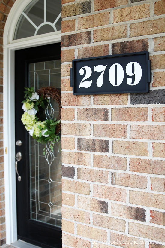 Turn a small tray into a house number sign!