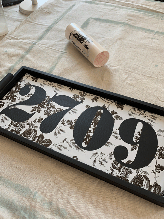 How to turn a thrift store tray into a house number sign!