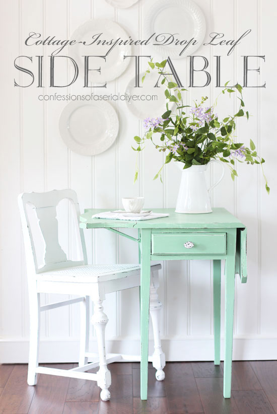 Drop Leaf Thrift Store Side Table Painted in Dixie Belle Mint Julep