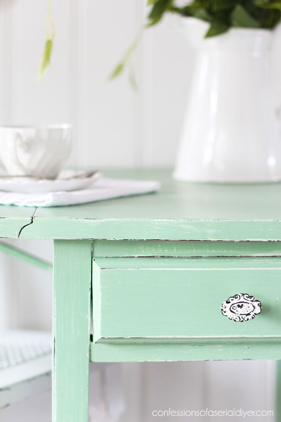 Drop Leaf Thrift Store Side Table Painted in Dixie Belle Mint Julep