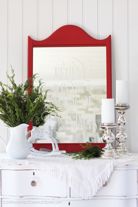 DIY Faux Etched Christmas Mirror