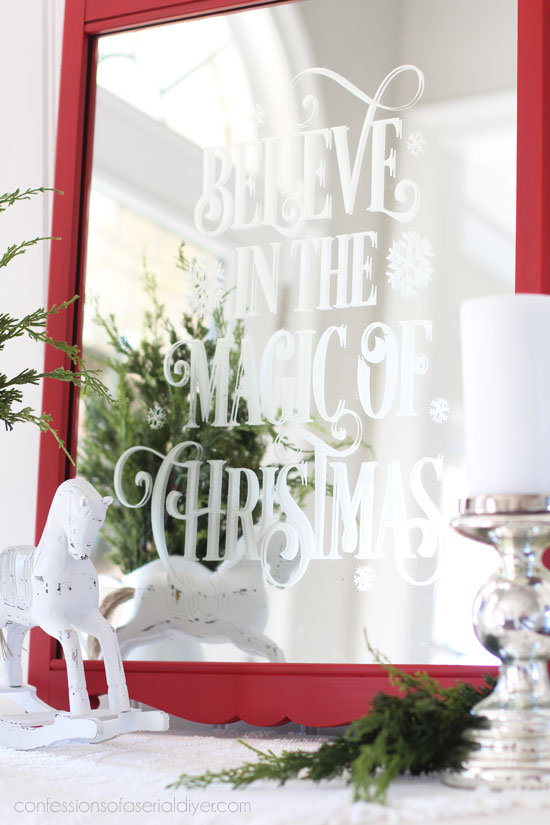 DIY Faux Etched Christmas Mirror