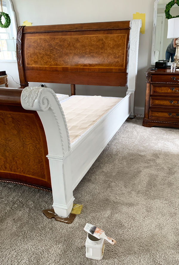 How To Paint A Sleigh Bed Confessions, Painting Wooden Bed Frame White