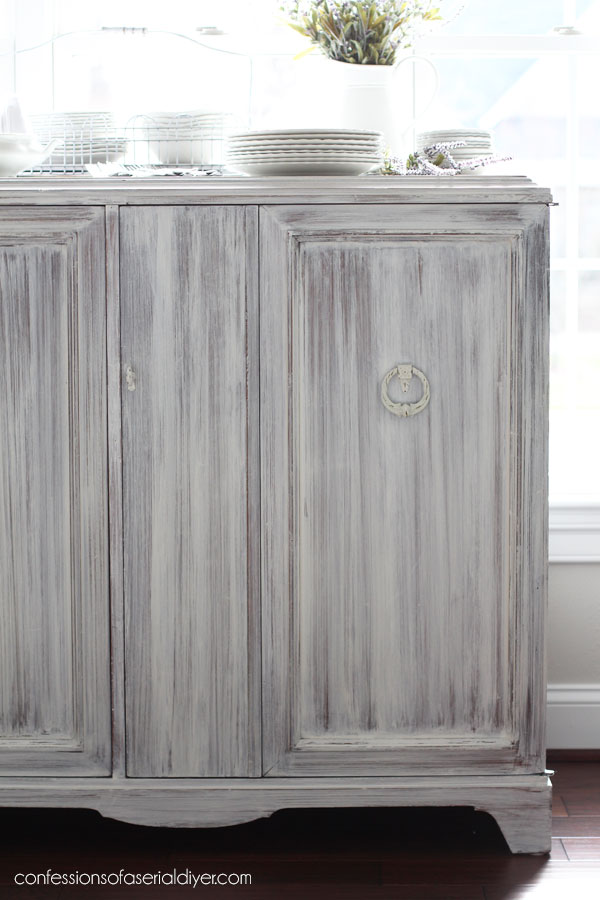 Whitewashed wood cabinet