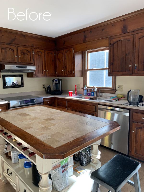 Pine kitchen Before and After