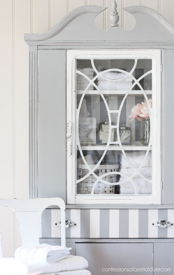 Gray Painted China Cabinet