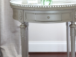 Marble-topped Table Painted in Steel Magnolia