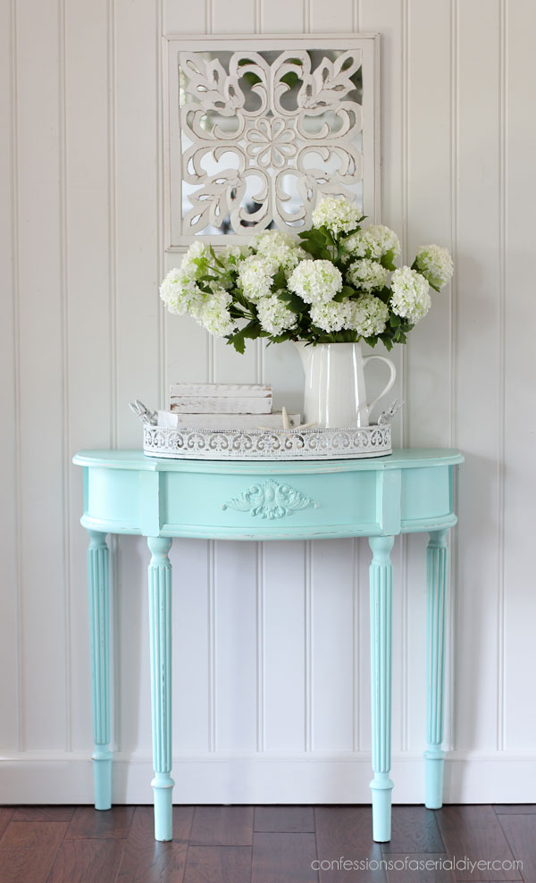 Turquoise entry table