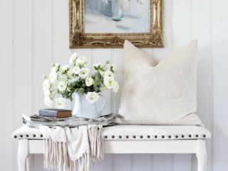 Queen Anne Bench Makeover with Nail Head trim.