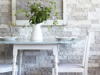 Drop Leaf Kitchen Table Makeover in Savannah Mist