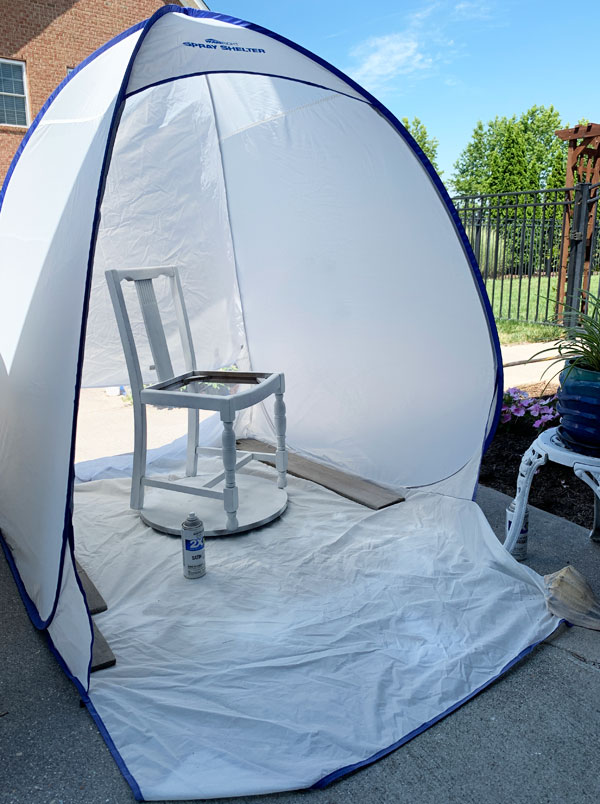 The HomeRight medium sized spray shelter is perfect for small furniture like chairs!