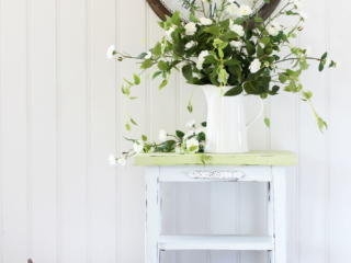 Farmhouse Green and White Side Table