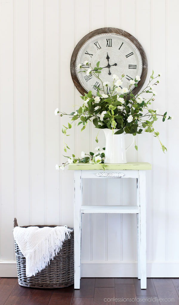 painted distressed side table