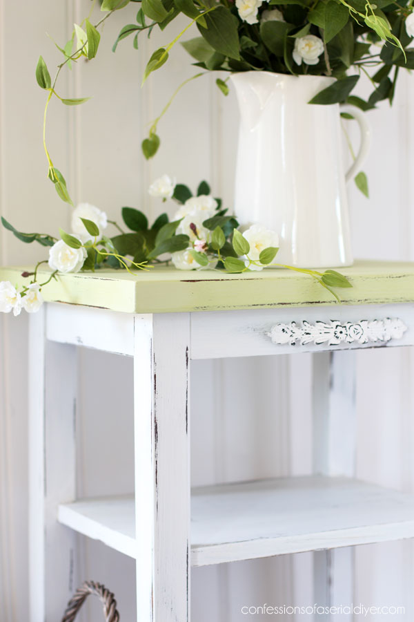painted distressed side table
