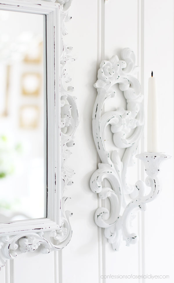 Shabby chic mirror and sconces