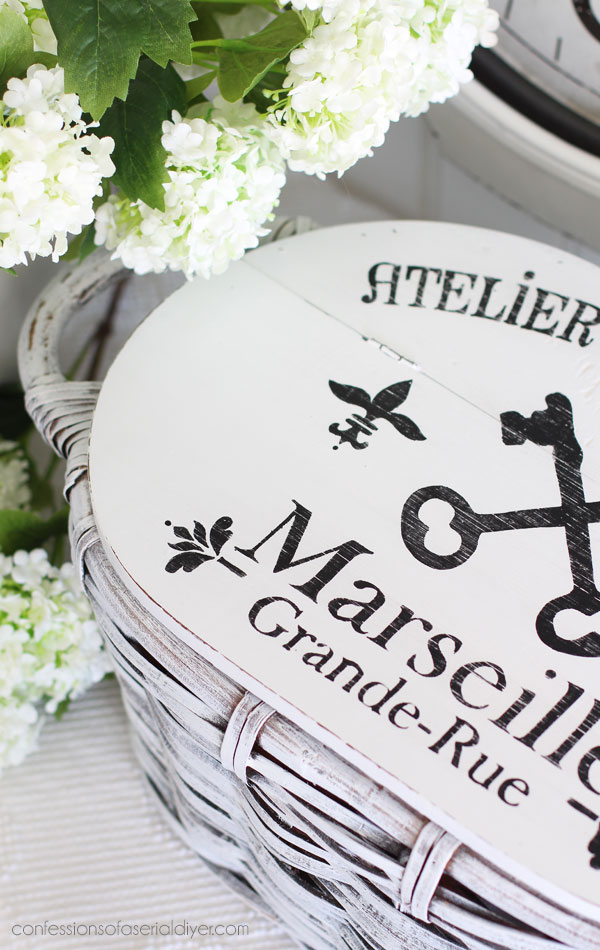 Painted and stenciled basket