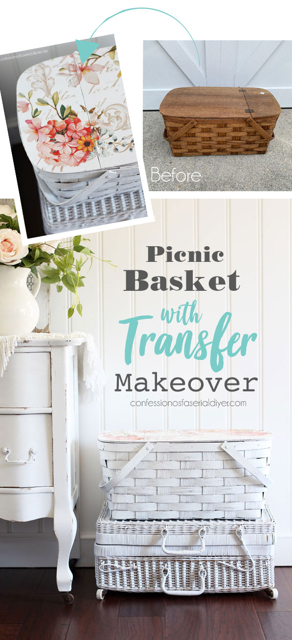 Picnic Basket Makeover with transfer