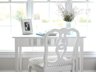 Whitewashed thrift store desk