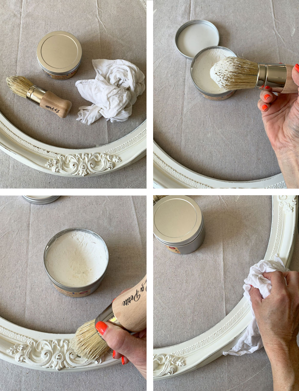 Waxing a mirror frame