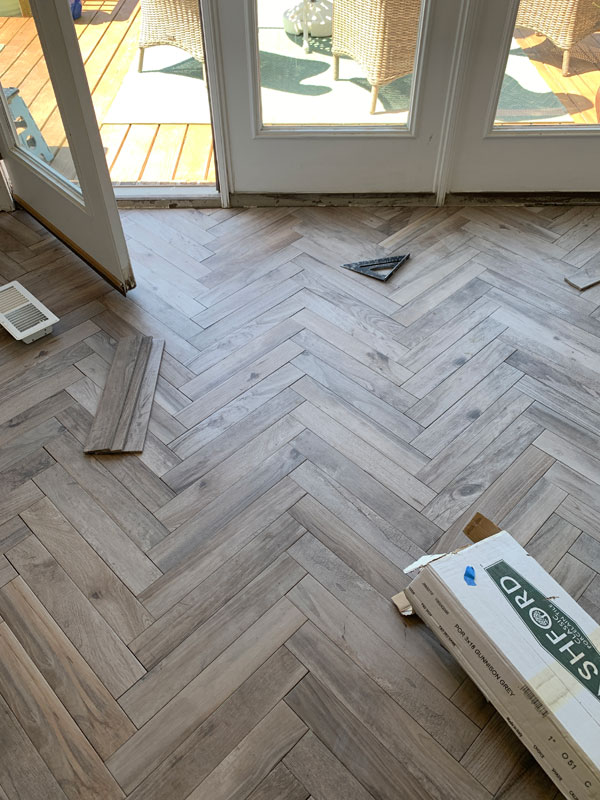 Herringbone floor tile