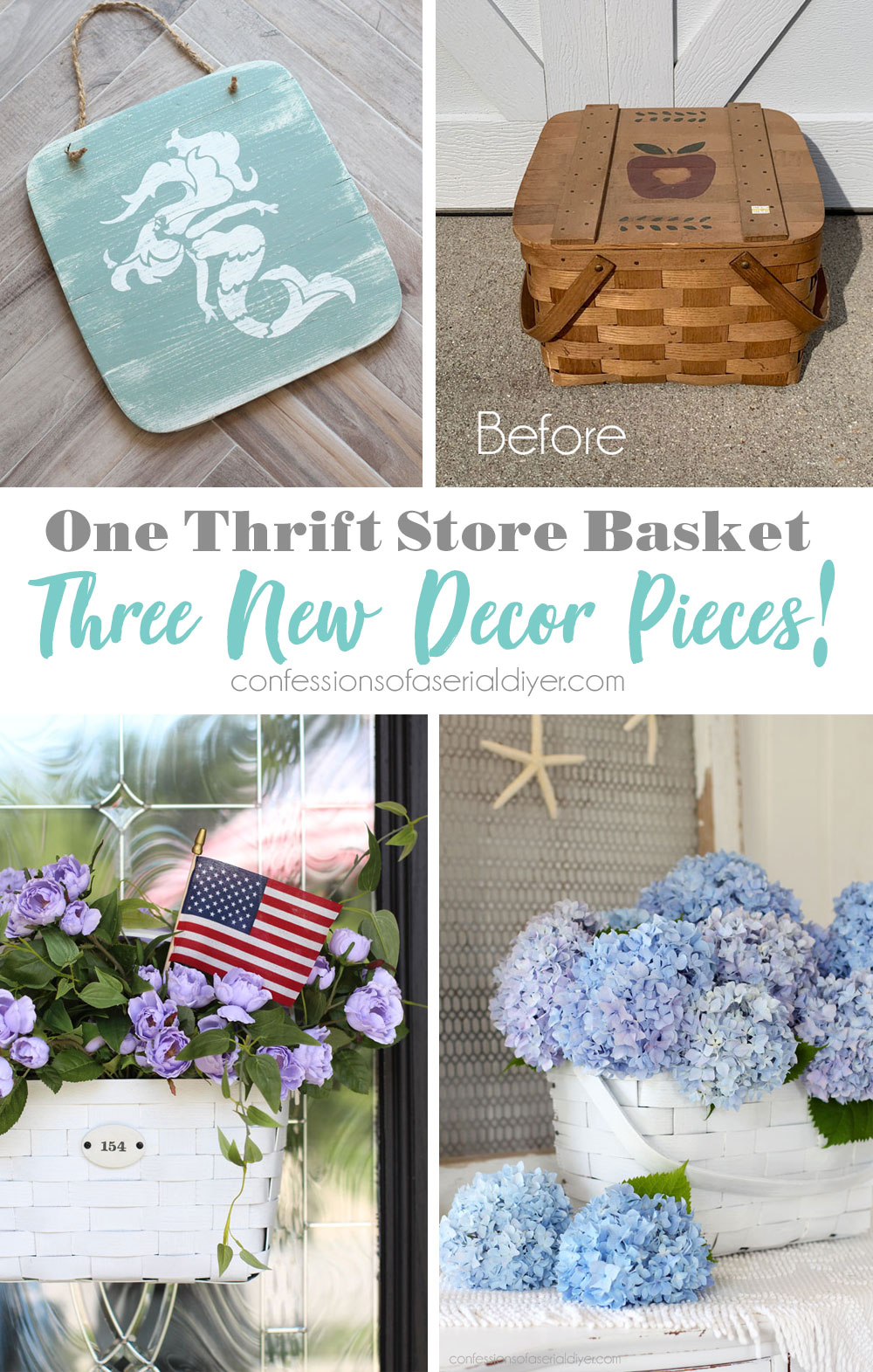 Turn an old basket into three new decor pieces!