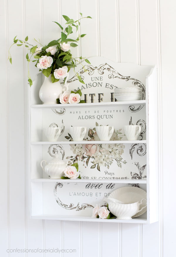 Painted shelf with transfer