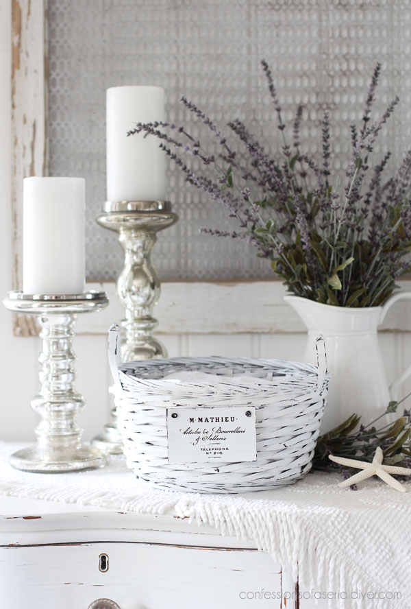 white painted basket
