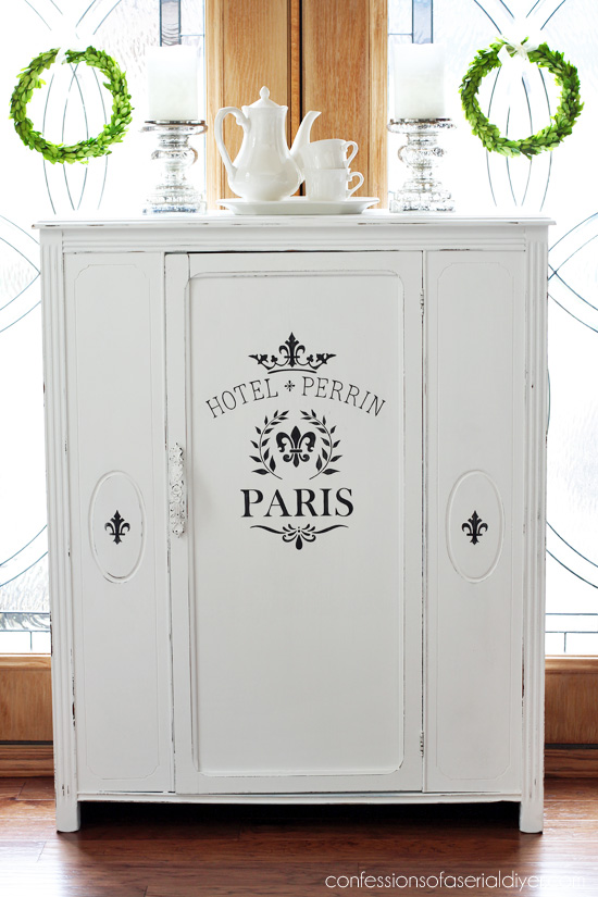 White painted antique cabinet