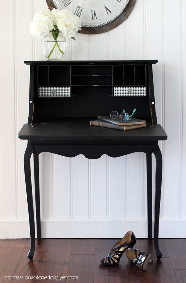 black painted secretary desk