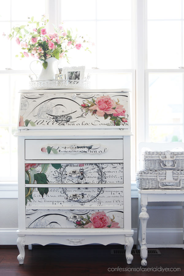 Desk with decoupage paper