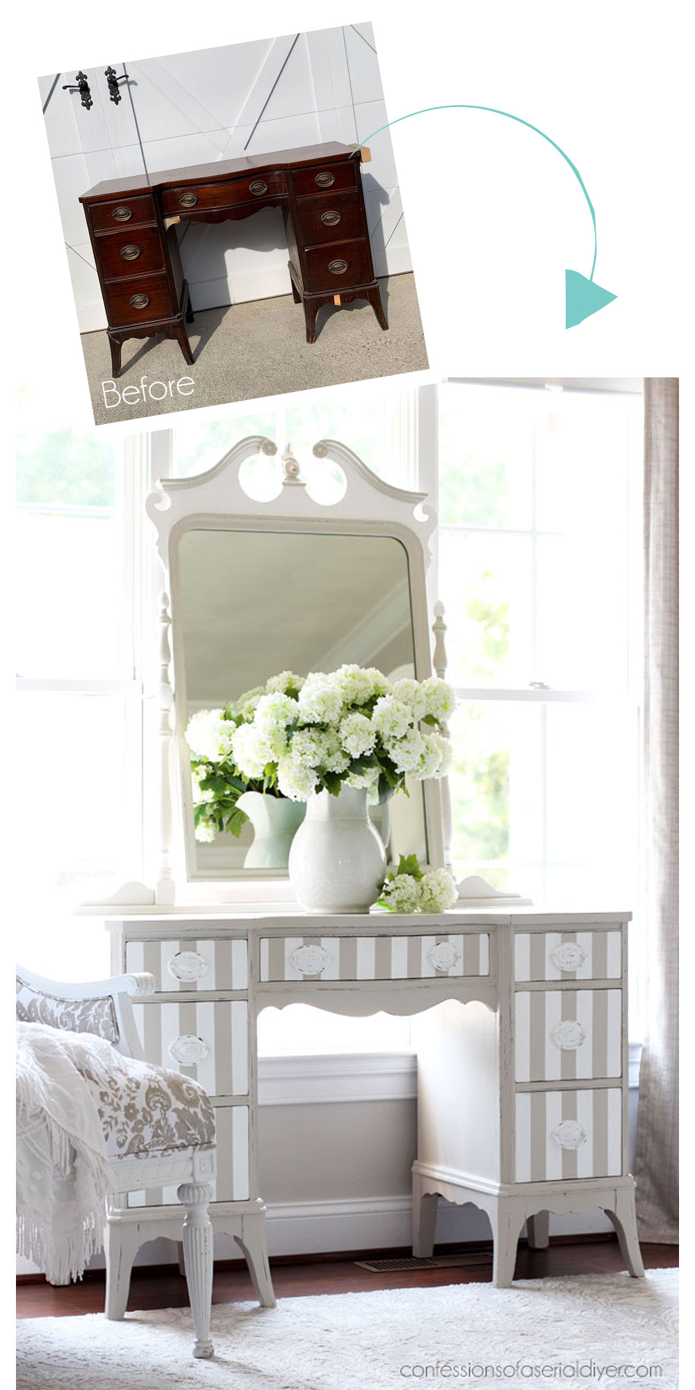 Chalk painted dressing table