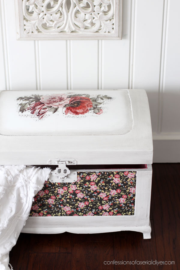 Chest with decoupage paper