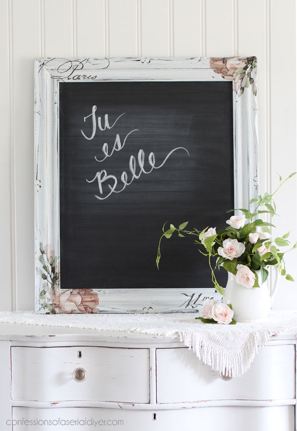 Chalkboard with transfer on the frame
