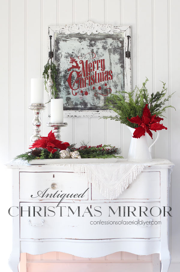 Antiqued Christmas Mirror
