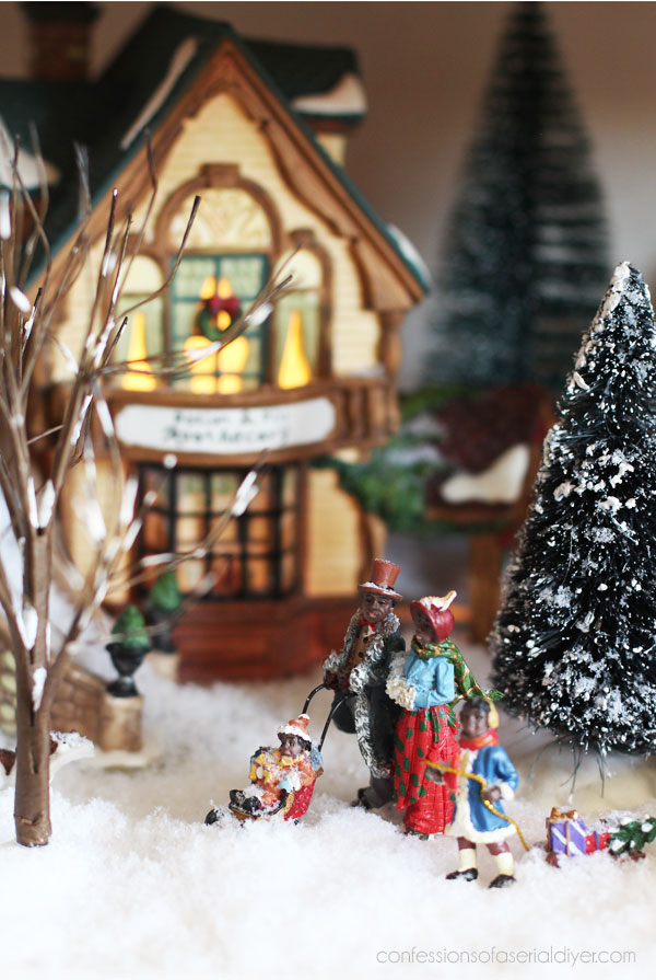 A DIY Christmas village from the thrift store - Green With Decor
