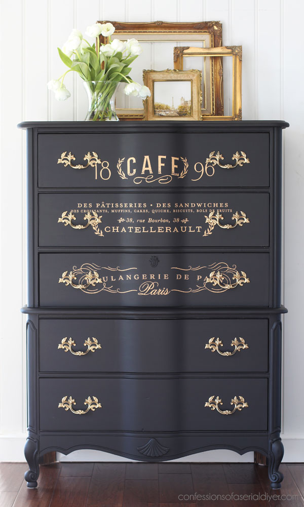 Black painted French Provincial Dresser