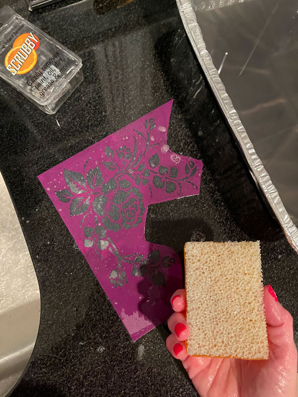 Use scrubby soap to clean your stencils!