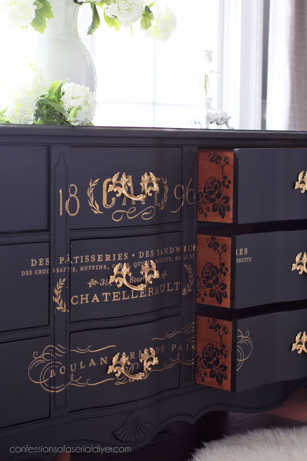 Stenciled drawers 