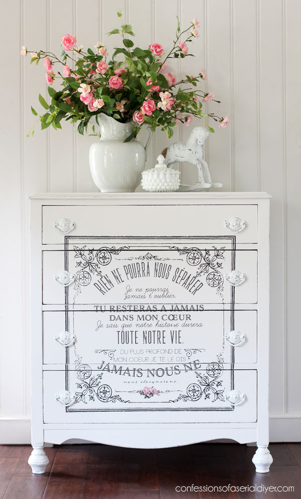 French Script Dresser with My Heart Transfer
