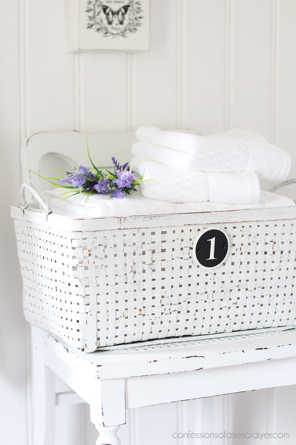 White painted basket