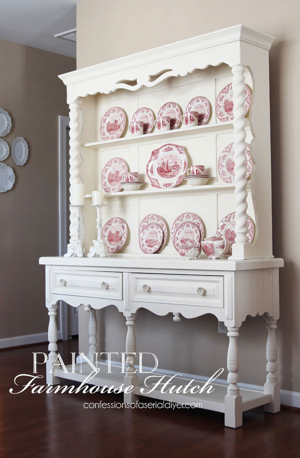 Painted farmhouse hutch in Buttercream