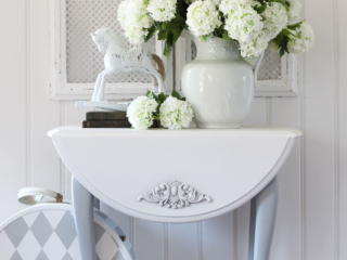 painted oak drop leaf side table