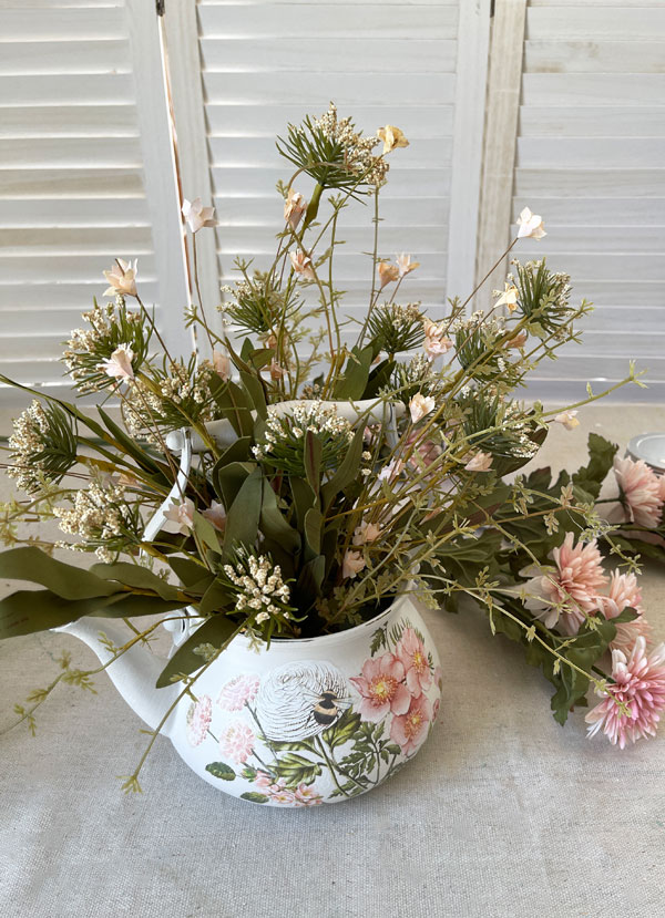 Kettle floral arrangement