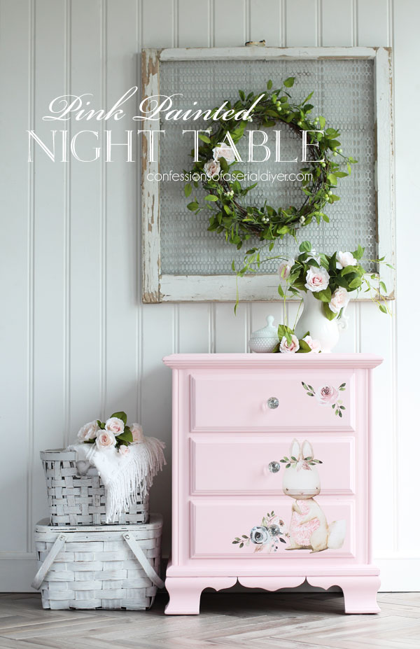 Pink painted night table