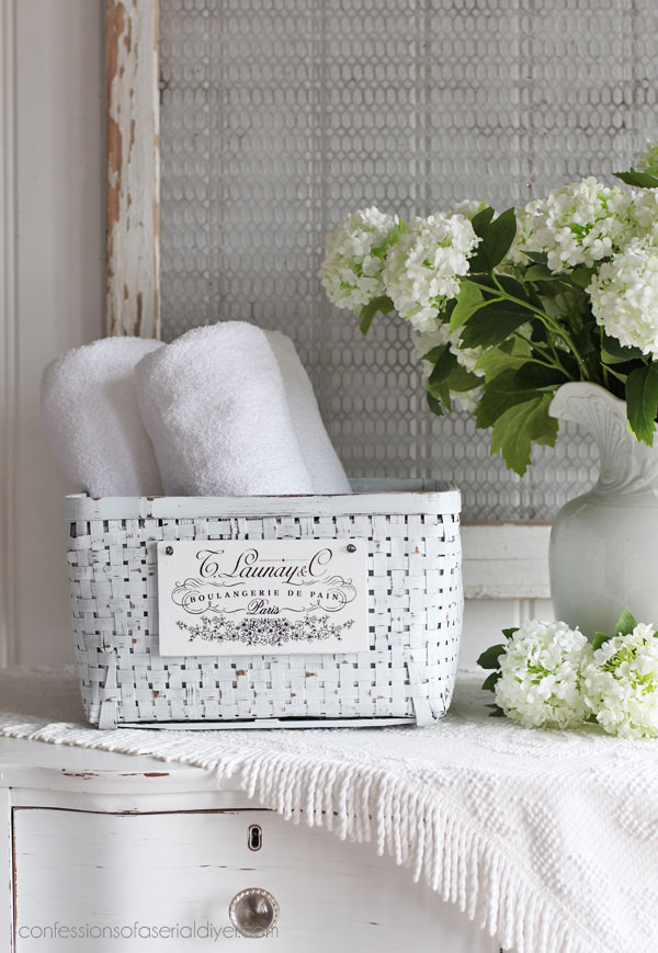 White Painted basket