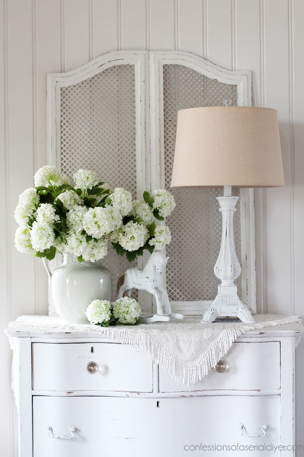 White chalk painted lamp