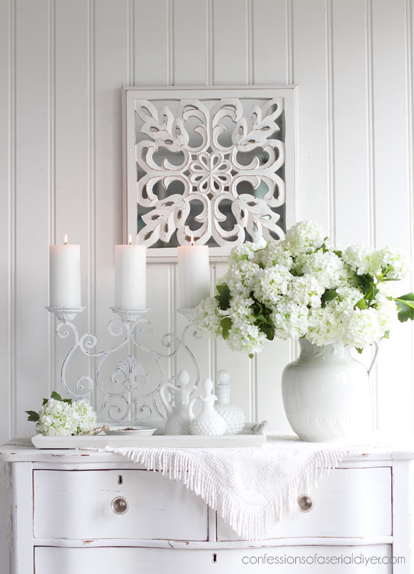 White painted candle holder