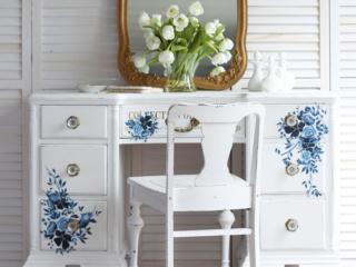 Pretty in Blue transfer on a desk