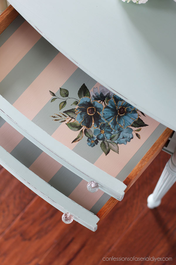 Striped drawers with Gilded Floral transfer