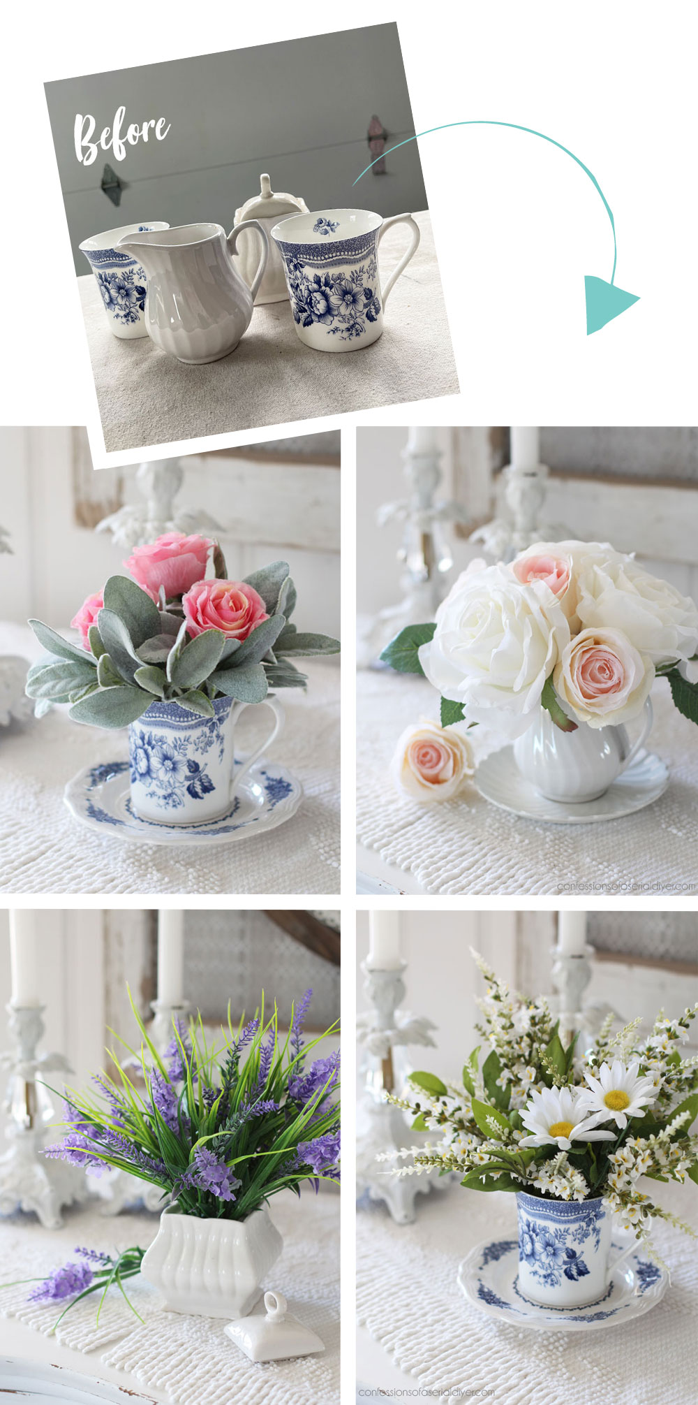 Tea cup flower arrangements 